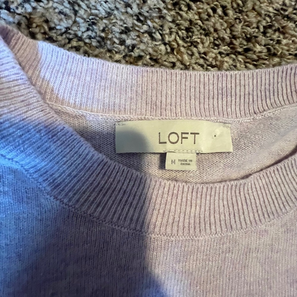 LOFT Womens Lilac Heather Wool Blend Crew Neck Pullover Sweater 514705 Size M‎ - Picture 2 of 6